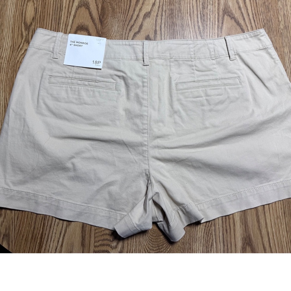 LOFT The Monroe 4" Curvy Shorts 18P Beige Khaki Chino Classic Petite Plus NWT - Picture 6 of 13